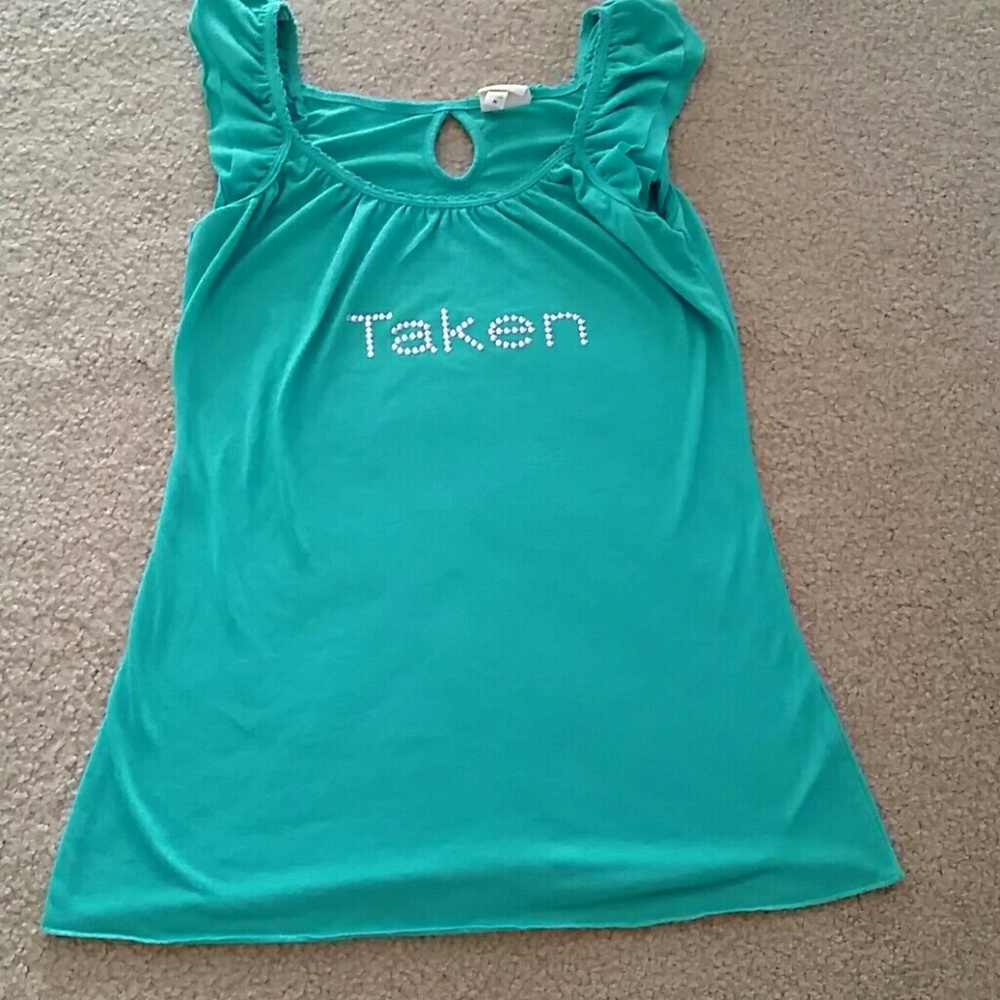 TAKEN short sleeve ruffled shirt! Turquoise color!